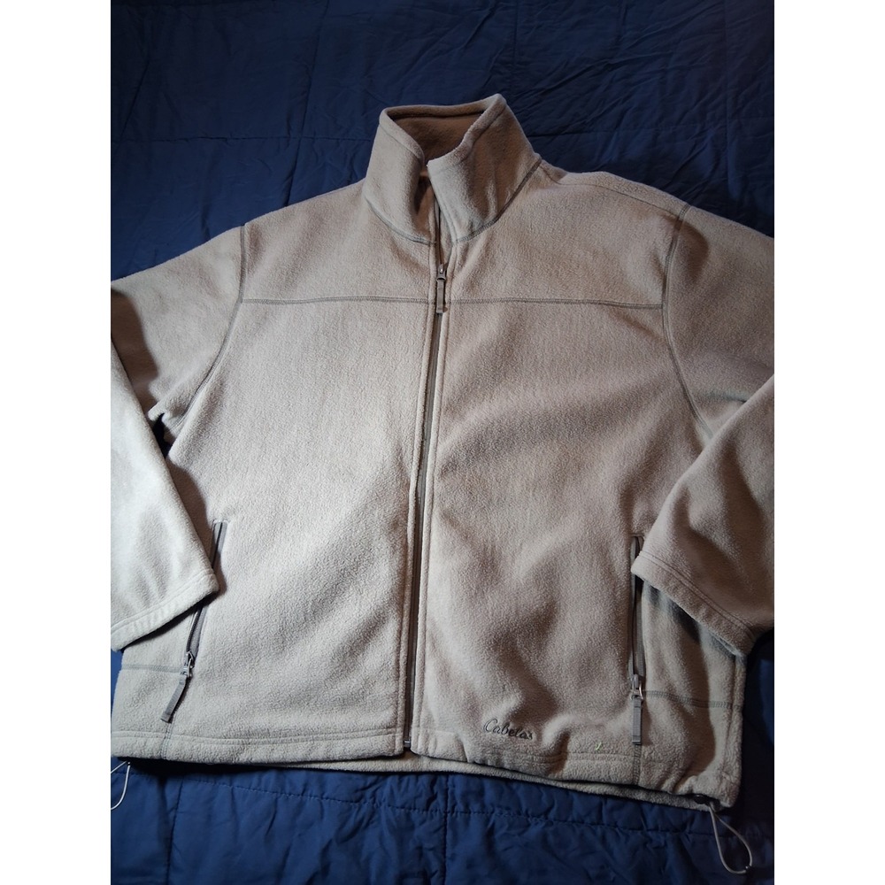 Cabela's Full Zip Plush Fleece Polartec Jacket Beige Men's Sz 2XL